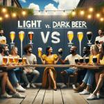 DALL·E 2024-01-04 10.39.22 - A playful and creative scene depicting a Battle of Light vs. Dark Beer. In this imaginative setting, two teams are facing off in a friendly competit.png